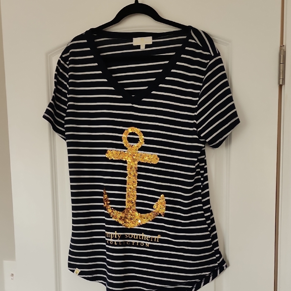 Simply Southern Black and White Graphic Sequin Tee